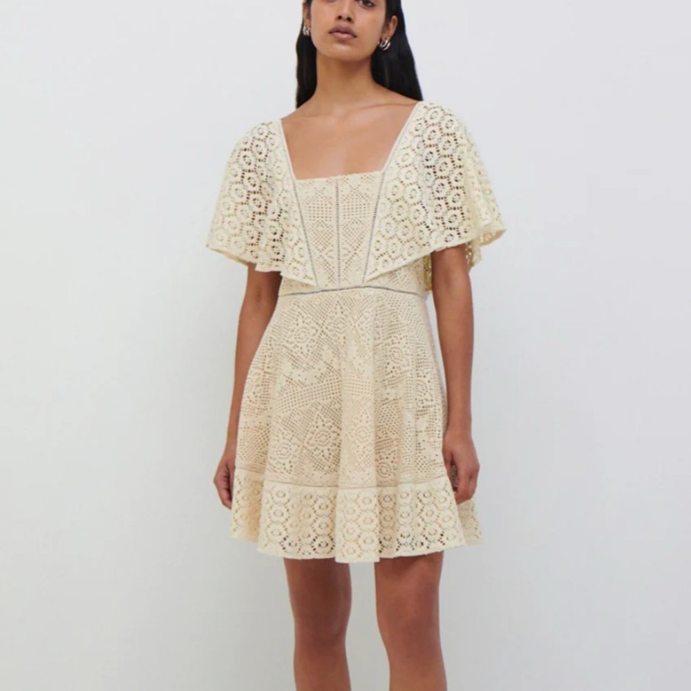 NEW Jonathan Simkhai Cream Flutter Sleeve Mini Dress